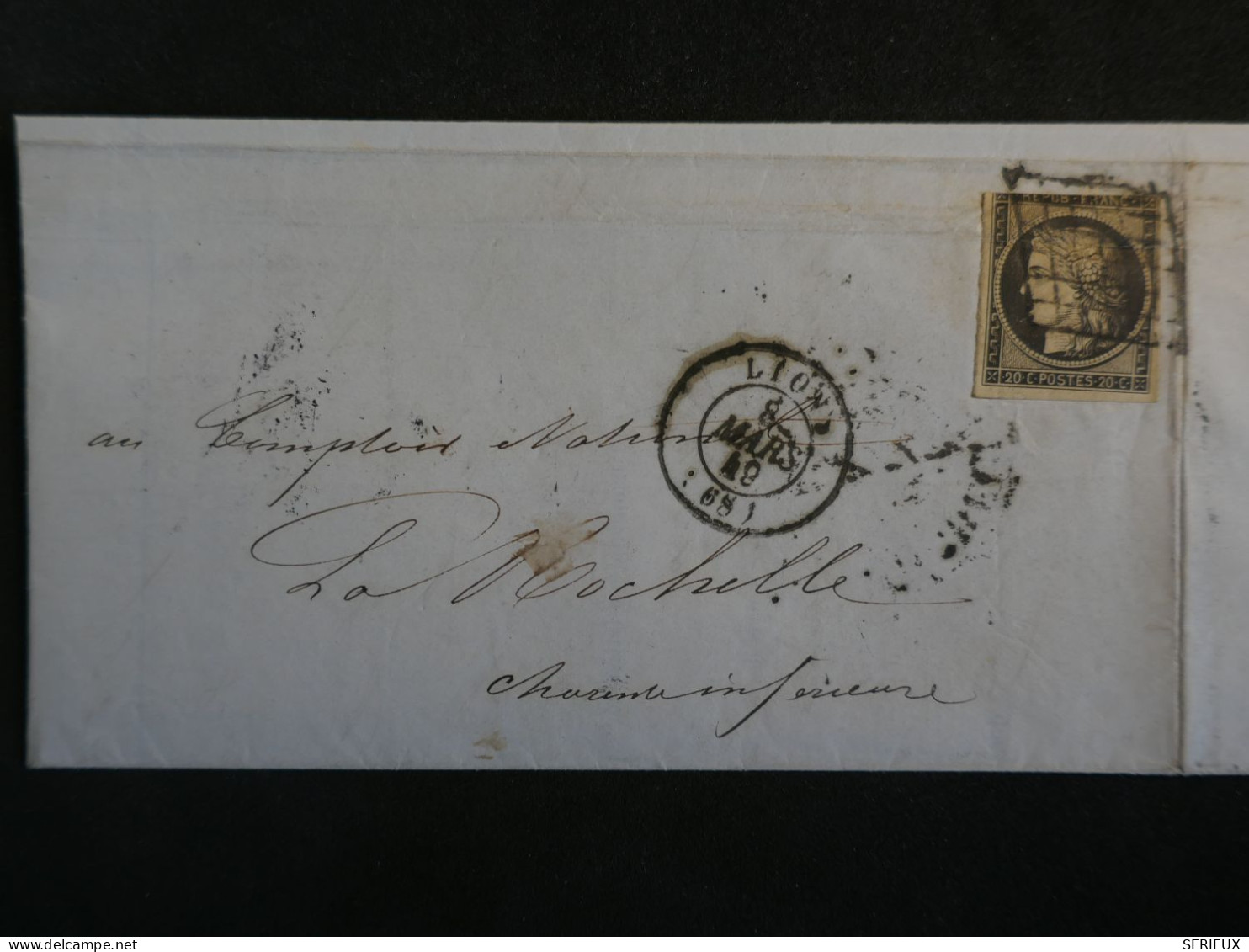 DO17 FRANCE  LETTRE  8 3 1849   LION  A LA ROCHELLE  +CERES N°3 SUR  CHAMOIS     +++ - 1849-1876: Klassik