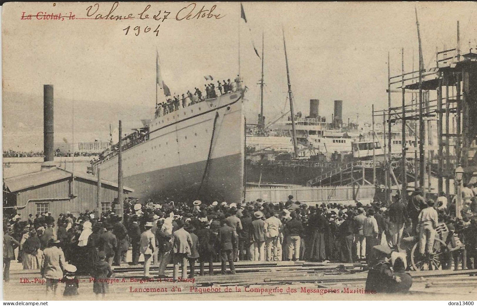 CPA13- LA CIOTAT- Lancement D'un Bateau De La Compagnie Des Messageries Maritimes - La Ciotat