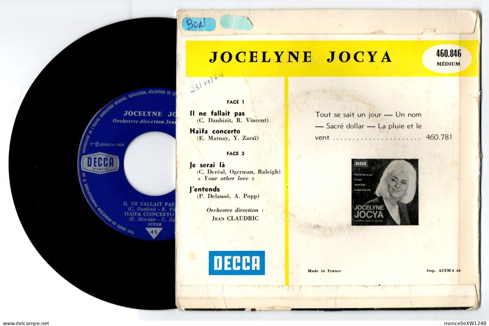 Jocelyne Jocya - 45 T EP Il Ne Fallait Pas (1964) - 45 Rpm - Maxi-Singles