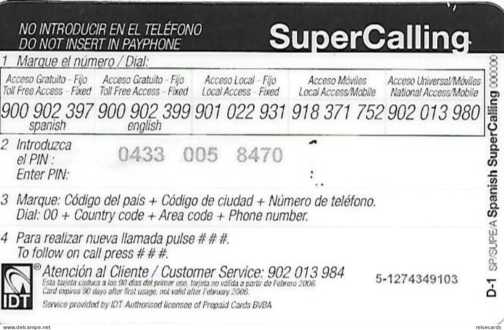 Spain: Prepaid IDT - SuperCall Juridica - Andere & Zonder Classificatie