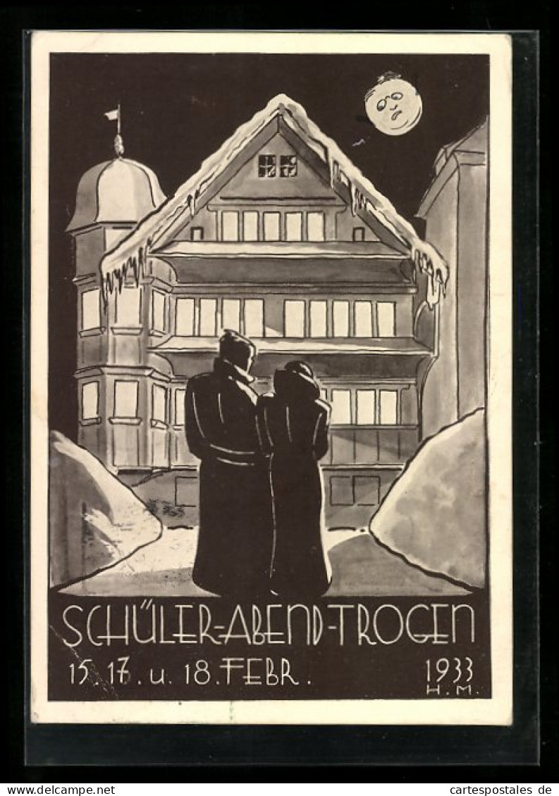 Künstler-AK Trogen, Schüler-Abend 1933, Studentische Szene  - Trogen