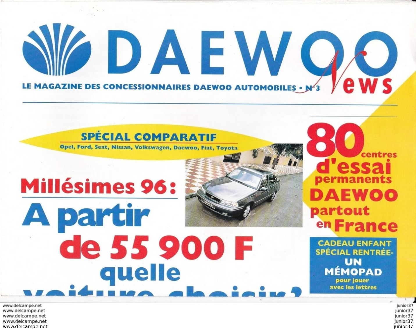 Dépliant Magazine N°3  Daewoo 1996, Nexia, Espero - Publicités