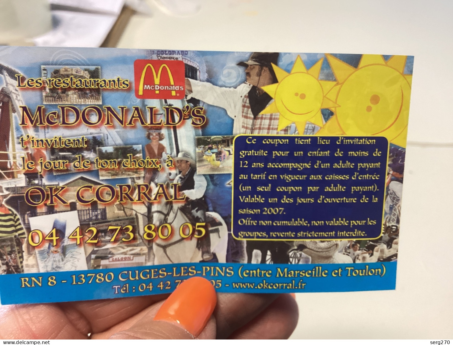 Billet    OK Corral Cuges Les Pins, McDonald Publicité Parc D’attractions à Terme Western - Advertising
