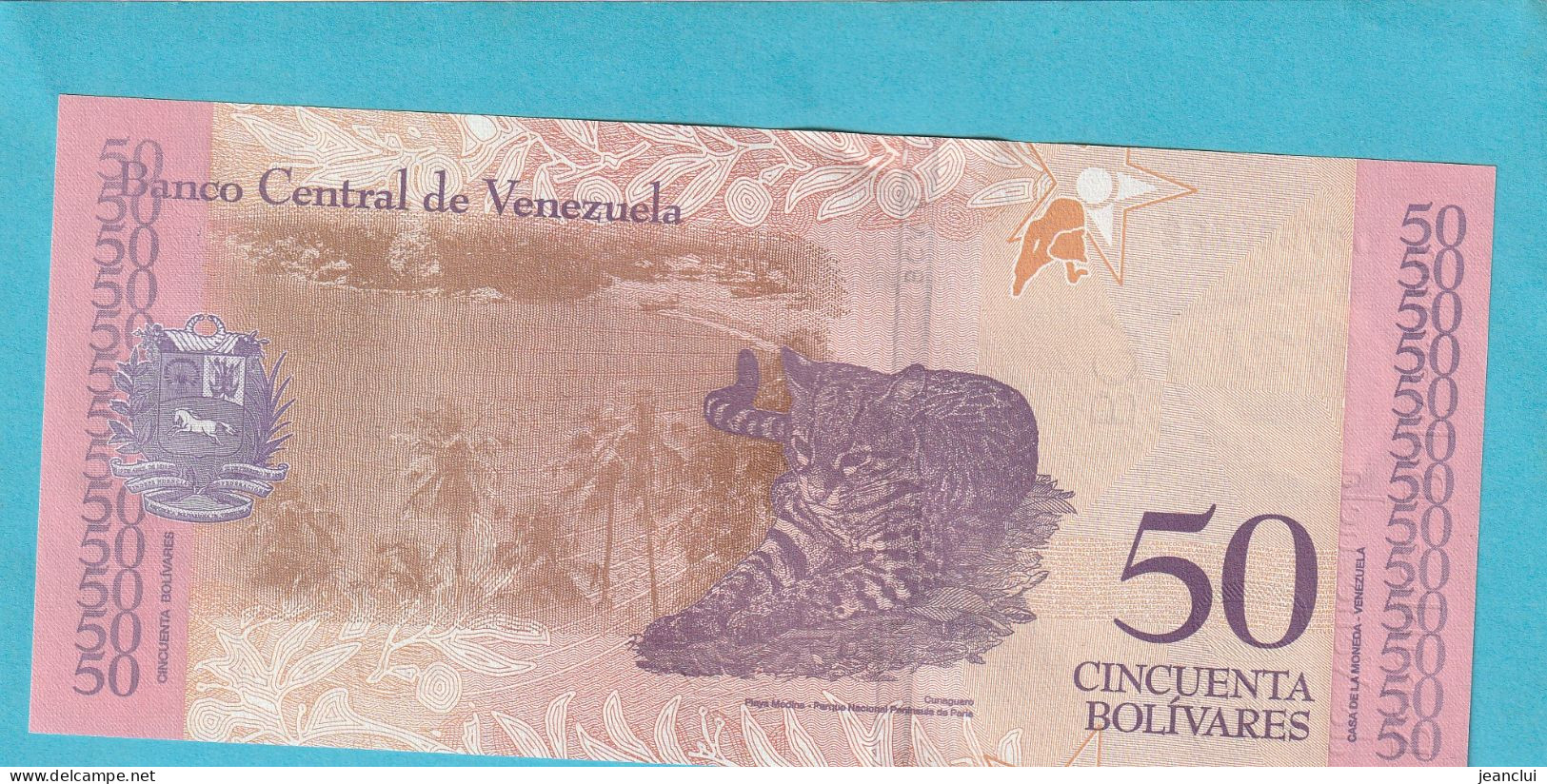 BANCO CENTRAL DE VENEZUELA  .  50 BOLIVARES  .  15-1-2018  .  N°  D 27986422  . 2 SCANNES  .  ETAT LUXE UNC  . - Venezuela