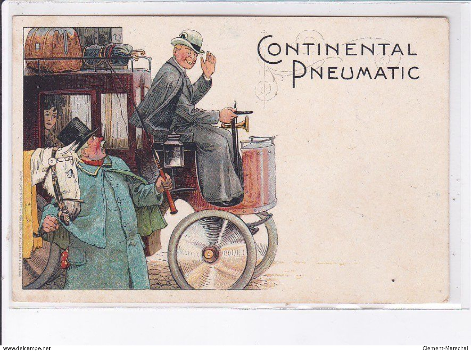 PUBLICITE : Continental Pneumatic (automobile - Fiacre) - Très Bon état - Advertising