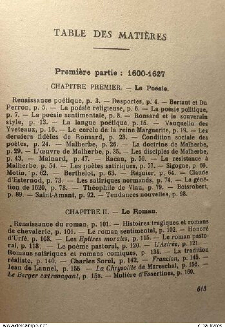 Histoire De La Littérature Française Au XVIIe Siècle - Tome I - L'époque D'Henri IV Et De Louis XIII (1953) + Tome II - - Histoire