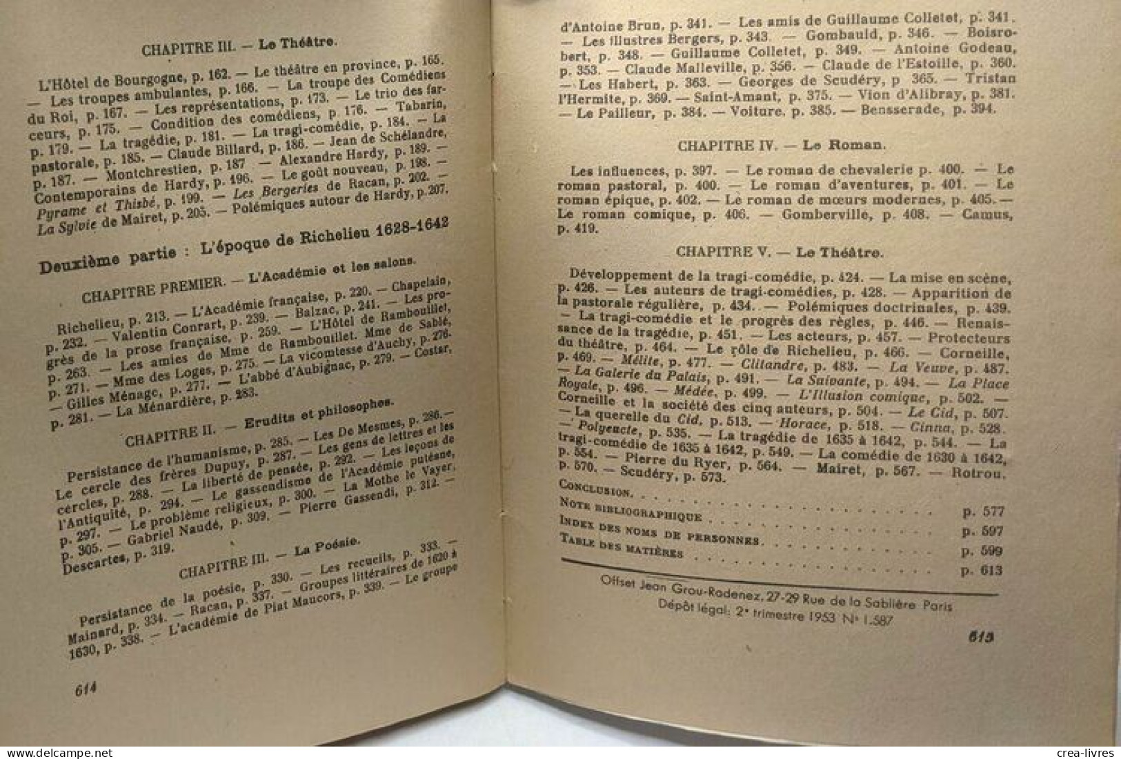 Histoire De La Littérature Française Au XVIIe Siècle - Tome I - L'époque D'Henri IV Et De Louis XIII (1953) + Tome II - - Geschiedenis
