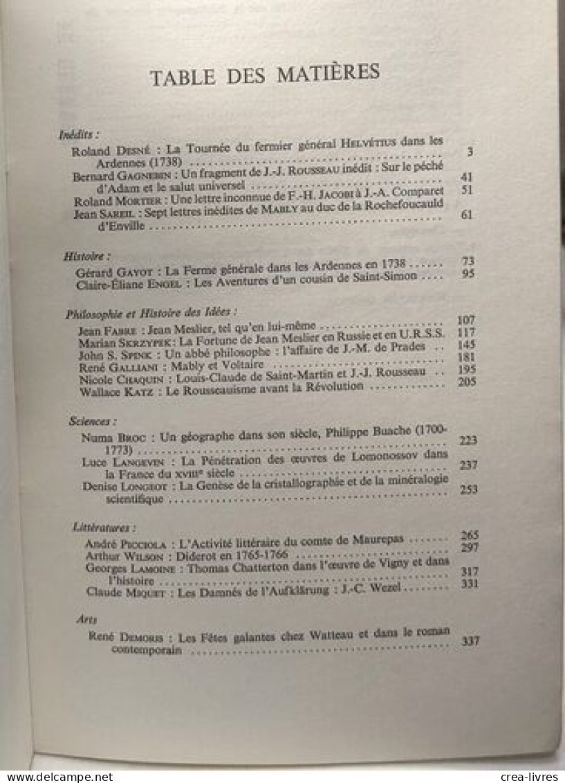 Dix-huitième Siècle - Revue Annuelle N°1 (1969) + N°3 (1971) + N°4 (1972) + N°5 (1973) + N°11 (1979) --- 5 Volumes - Geschiedenis