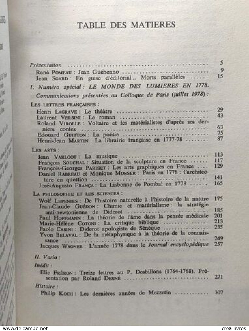 Dix-huitième siècle - revue annuelle n°1 (1969) + N°3 (1971) + N°4 (1972) + N°5 (1973) + N°11 (1979) --- 5 volumes