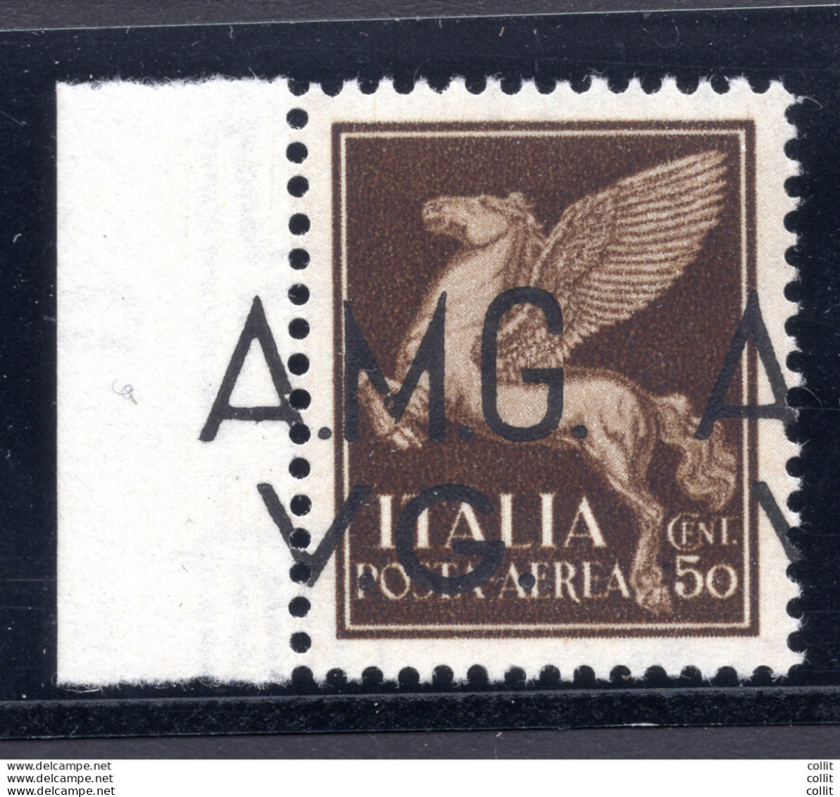 AMG. VG. - Posta Aerea Cent. 50 Soprastampa Spostata "M.G. A." - Neufs