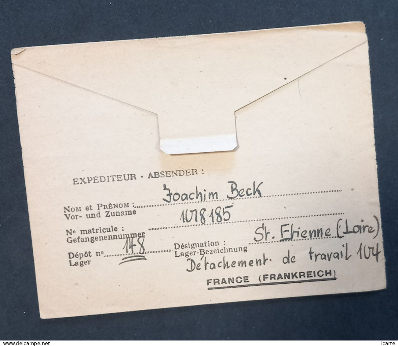 Carte-lettre Prisonnier De Guerre Allemand Dépôt 148 De St ETIENNE (Loire) 21-3-1947 > Weissenfels Zone Russe - Guerre De 1939-45