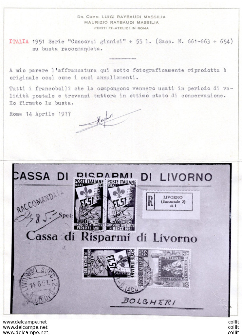 Ginnici Serie Completa Su Busta Racc. Da Livorno A Bolgheri - 1946-60: Poststempel