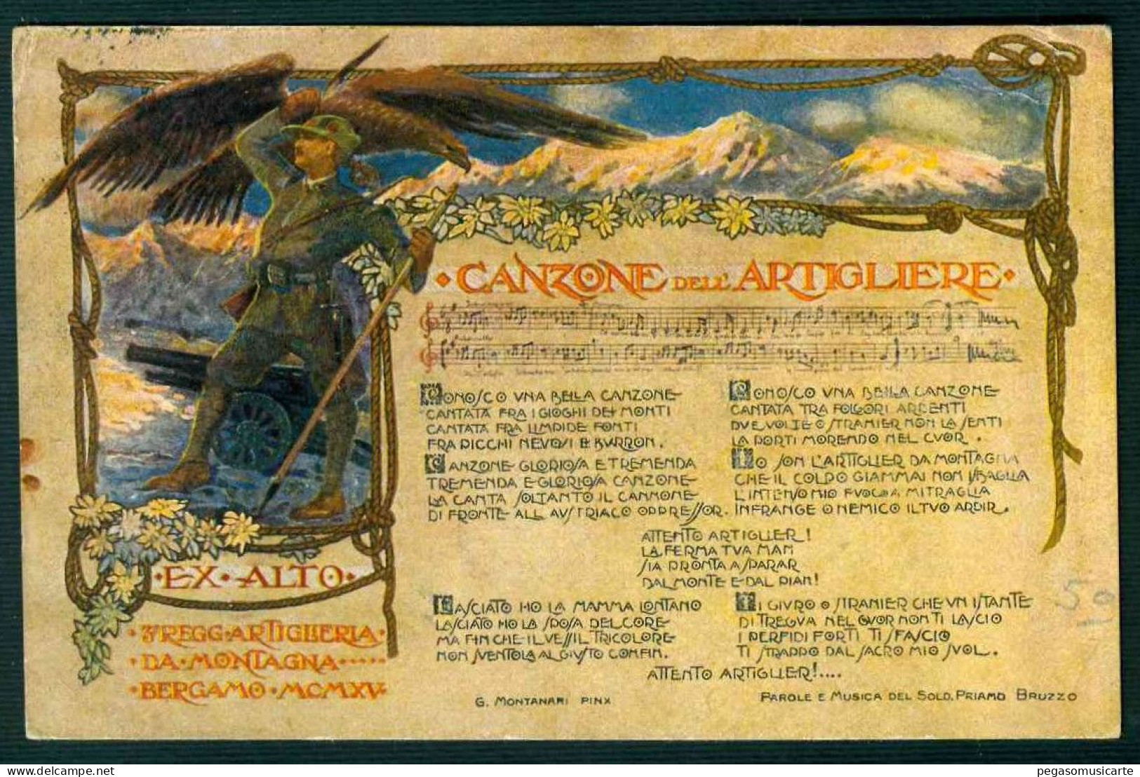 BK006 CANZONE DELL'ARTIGLIERE - 1916 STORIA POSTALE REGGIMENTALE ARTIGLIERIA - Regiments