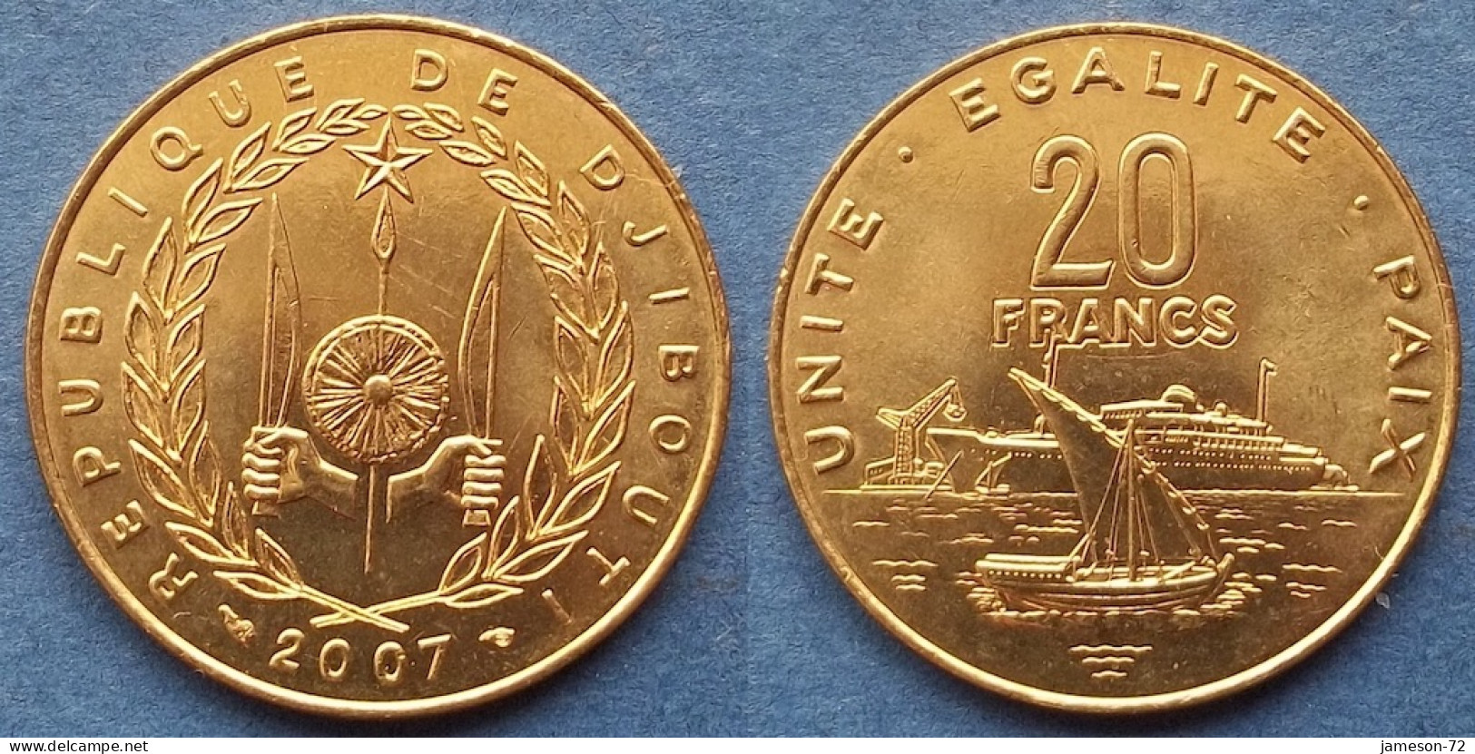 DJIBOUTI - 20 Francs 2007 "Sailboat" KM# 24 Republic Standard Coinage - Edelweiss Coins - Dschibuti