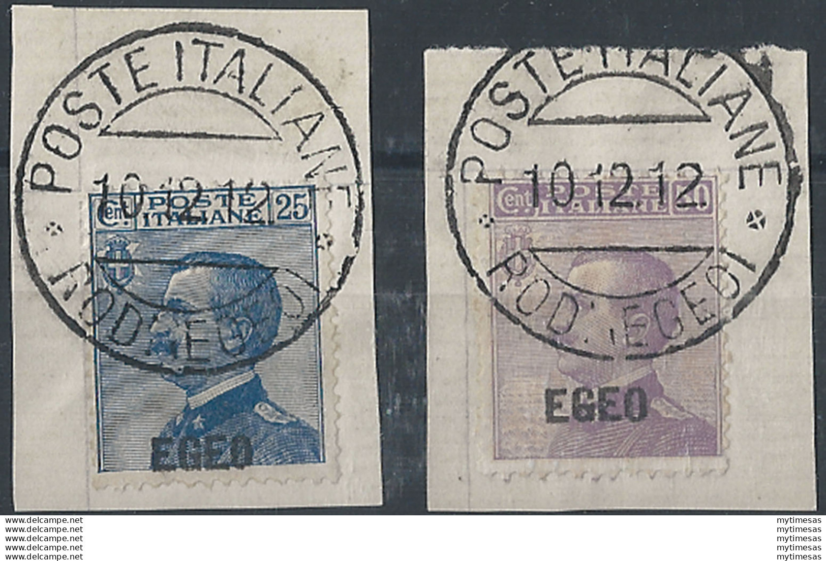 1912 Egeo VE III "EGEO" 2v. Canceled Sassone N. 1/2 - Other & Unclassified