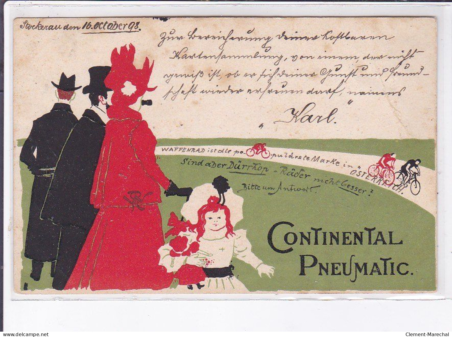 PUBLICITE : Continental Pneumatic (illustrée Pa Laskoff ?) - état - Publicité