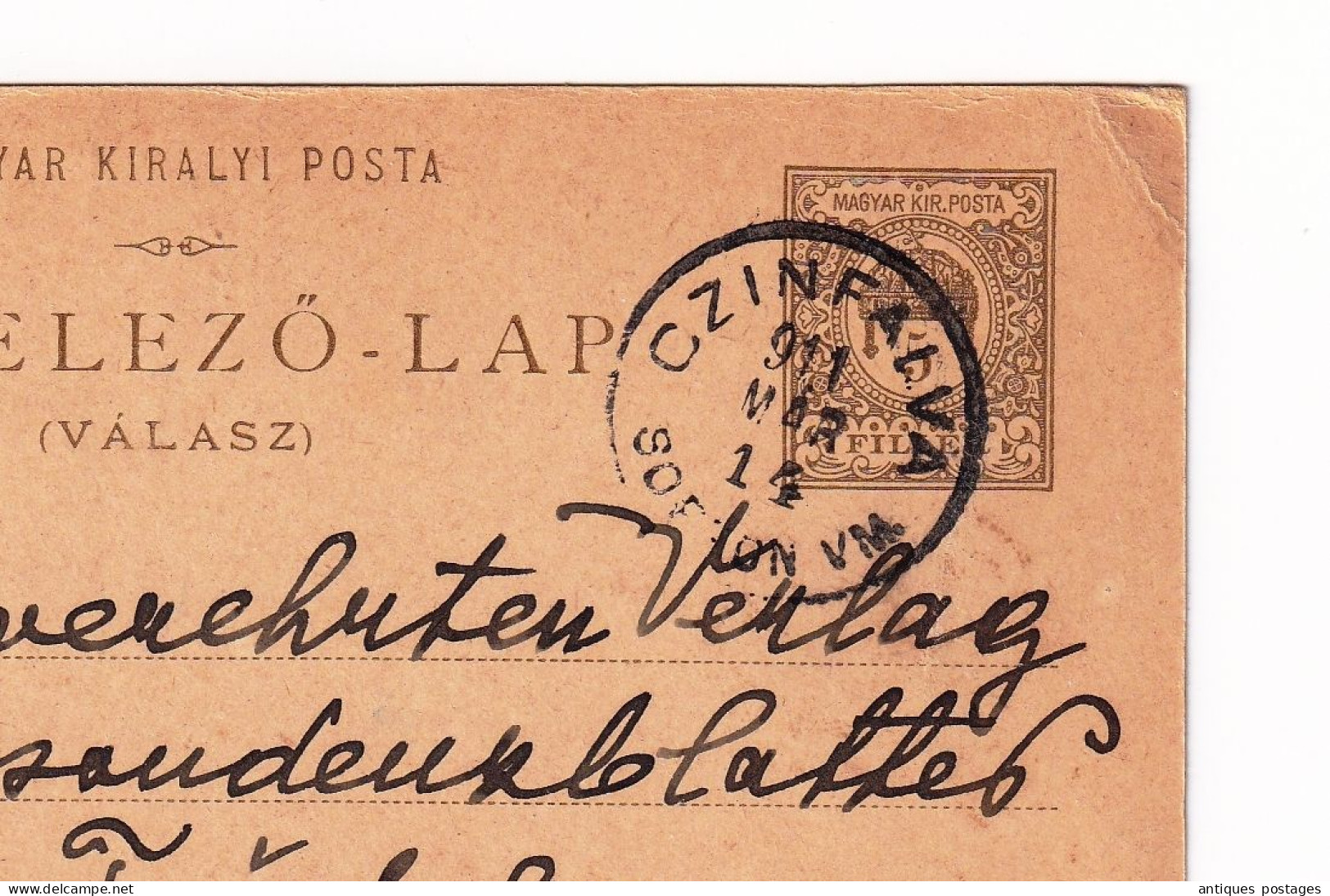 Postal Stationery 1914 Cinfalva Siegendorf Magyarország Österreich Ungarn Austria Hungary - Entiers Postaux