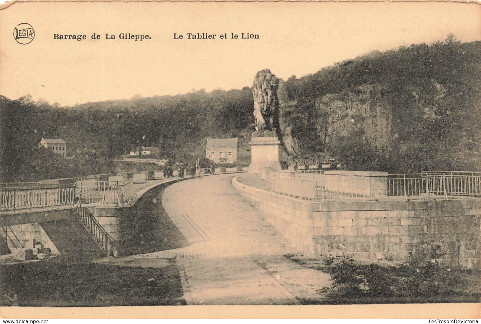 BELGIQUE - Barrage De La Gileppe - Vue Sur Le Tablier Et Le Lion - Vue Générale - Statue - Carte Postale Ancienne - Gileppe (Barrage)