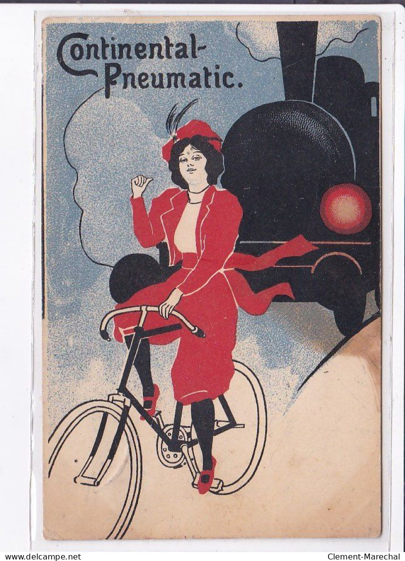 PUBLICITE : Continental Pneumatic (vélo - Train - Locomotive) Illustrée Par Laskoff ? - état - Advertising