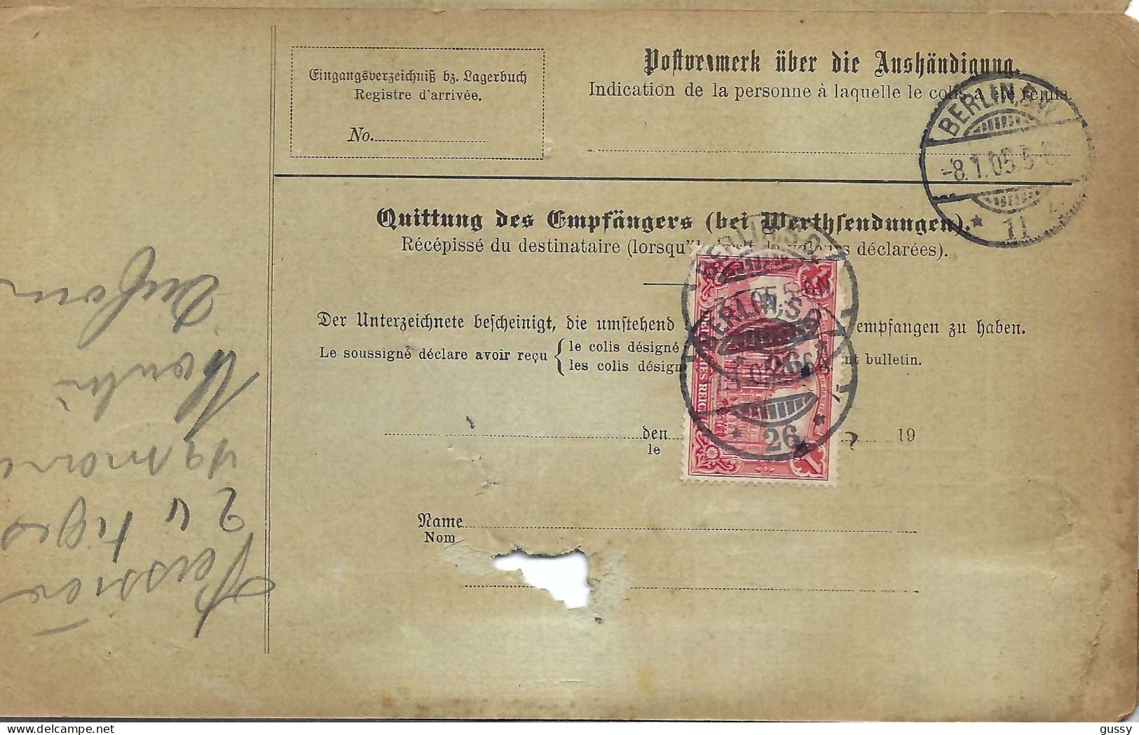 ALLEMAGNE Ca.1905: Bulletin D'Expédition CR De Berlin Pour Genève (Suisse) - Briefe U. Dokumente