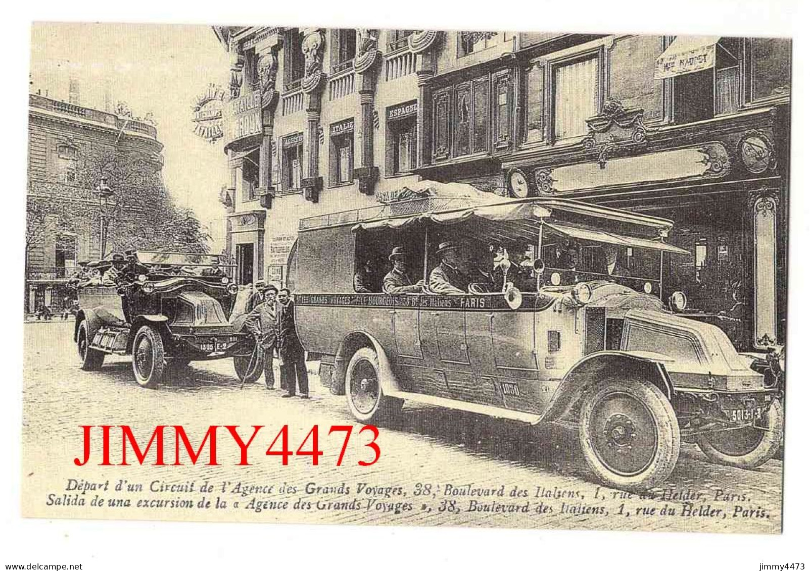 CPA (Repro) PARIS - L'Agence Des Grands Voyages ( Rue Bien Animée ) Texte Au Dos - Transport Urbain En Surface