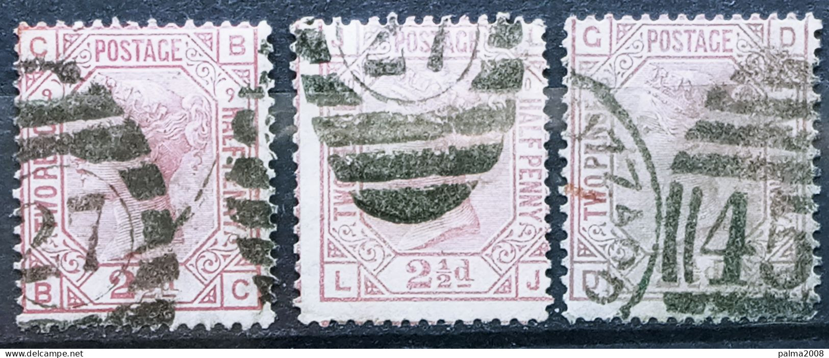 INGLATERRA - 3 SELLOS IVERT Nº 56 - PLANCHA 9+10+12 USADOS - LA REINA VICTORIA - LOS DE LA FOTO - Used Stamps