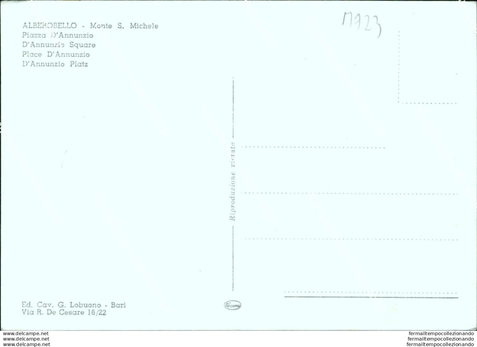 M723 Cartolina Alberobello Monte S.michele Provincia Bari - Bari