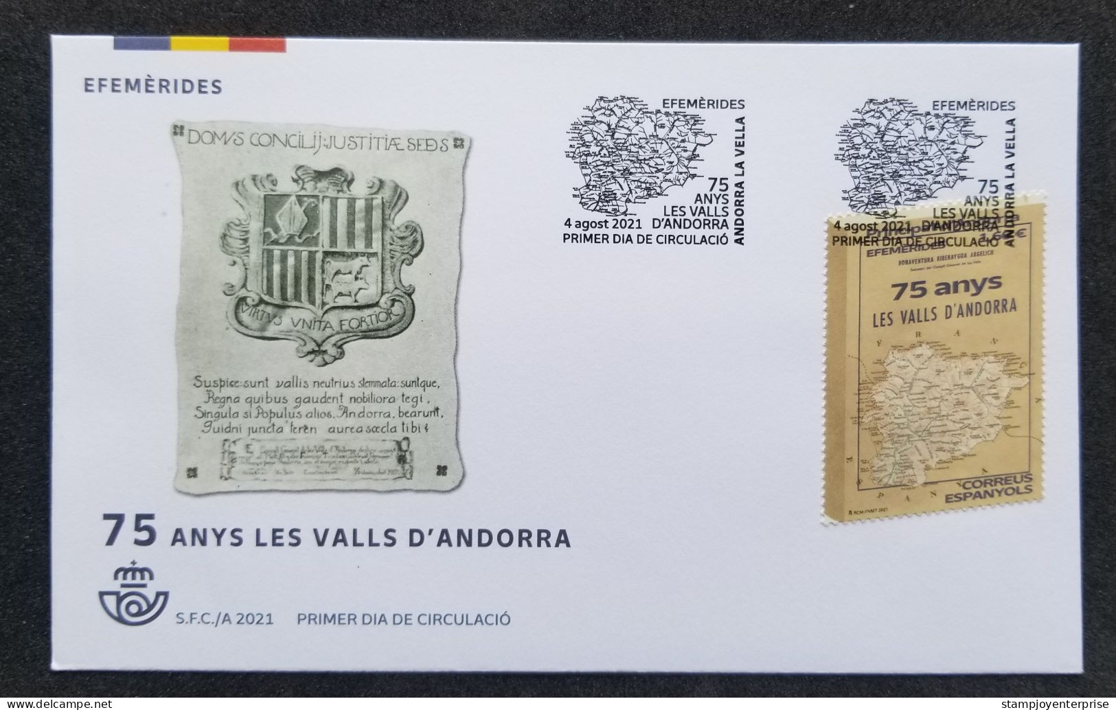 Andorra 75th Anniversary Les Valls 2021 Book Map (FDC) *odd Shape *unusual - Other & Unclassified