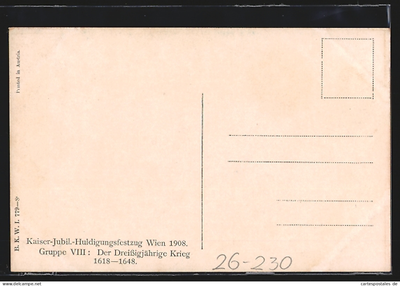 Künstler-AK Kaiser-Jubiläums-Huldigungsfestzug, Wien 1908, Gr. VIII: Der Dreissigjährige Krieg  - Familles Royales