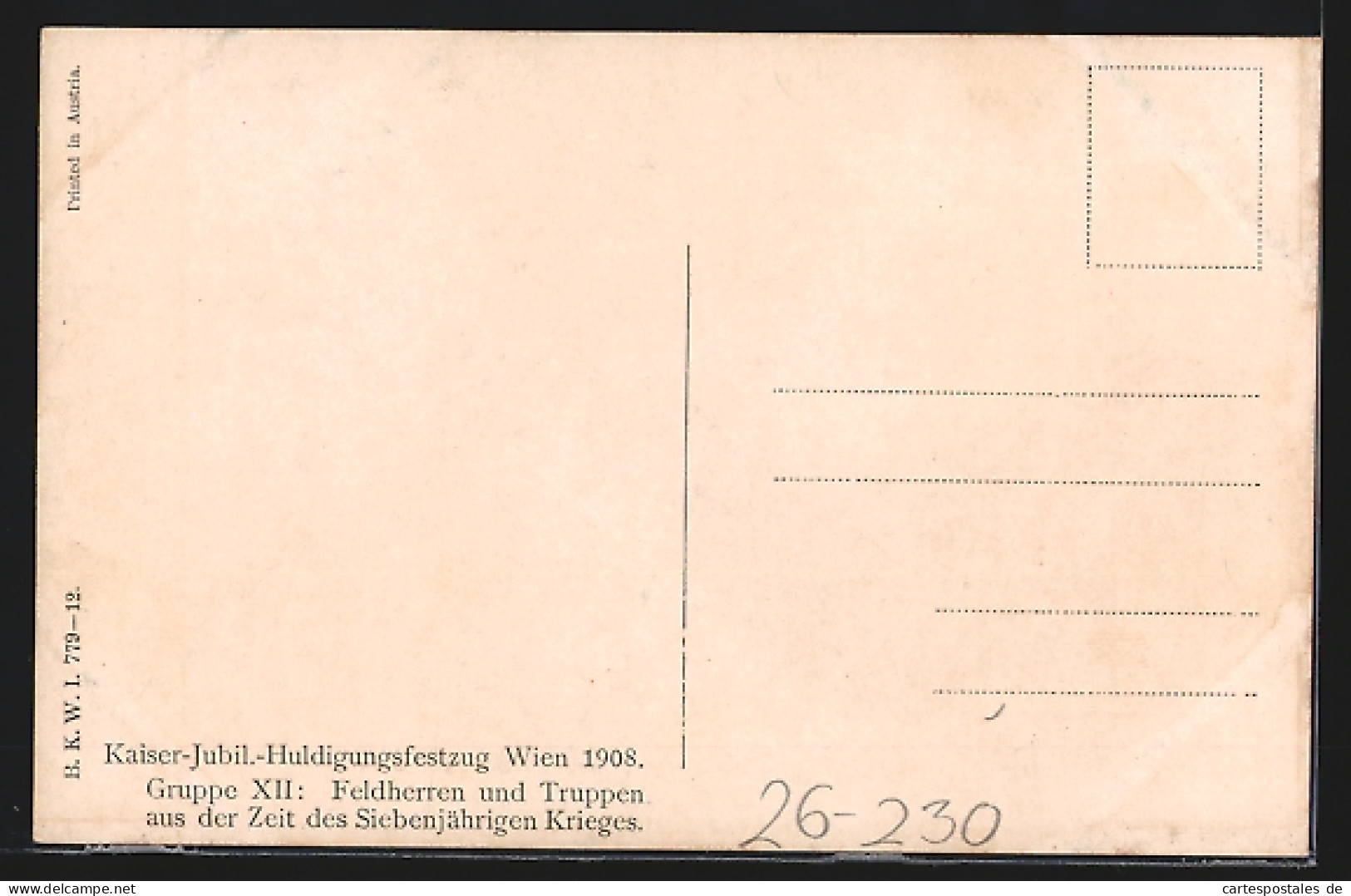 Künstler-AK Kaiser-Jubiläums-Huldigungsfestzug, Wien 1908, Gr. XII: Feldherren U. Truppen D. Siebenjährigen Krieges  - Familles Royales