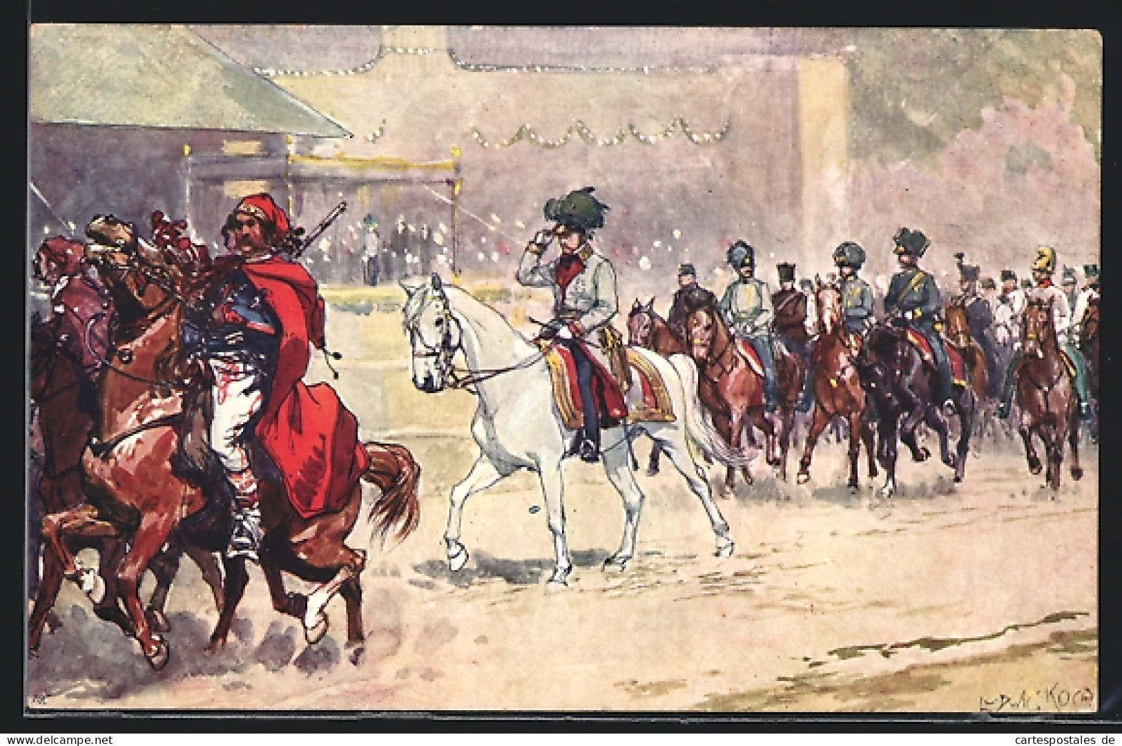 Künstler-AK Kaiser-Jubiläums-Huldigungsfestzug, Wien 1908, Gruppe XIX: Die Armee Des Feldmarschalls Radetzky 1848  - Familles Royales