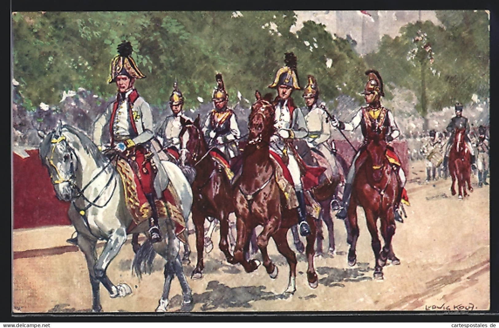 Künstler-AK Kaiser-Jubiläums-Huldigungsfestzug, Wien 1908, Gr. XV: Erzherzog Karl Mit Seiner Suite  - Royal Families