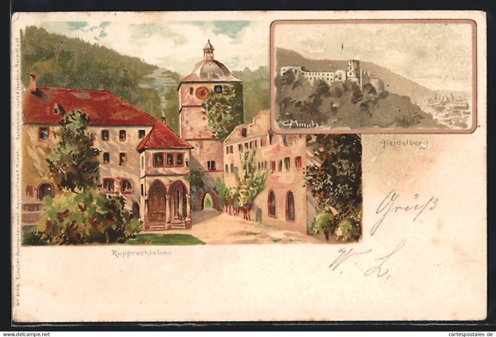 Künstler-AK Carl Münch: Heidelberg, Am Rupprechtsbau, Blick Zur Schlossruine  - Heidelberg