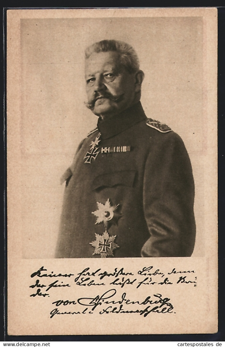 AK Paul Von Hindenburg, Porträt In Uniform  - Historical Famous People