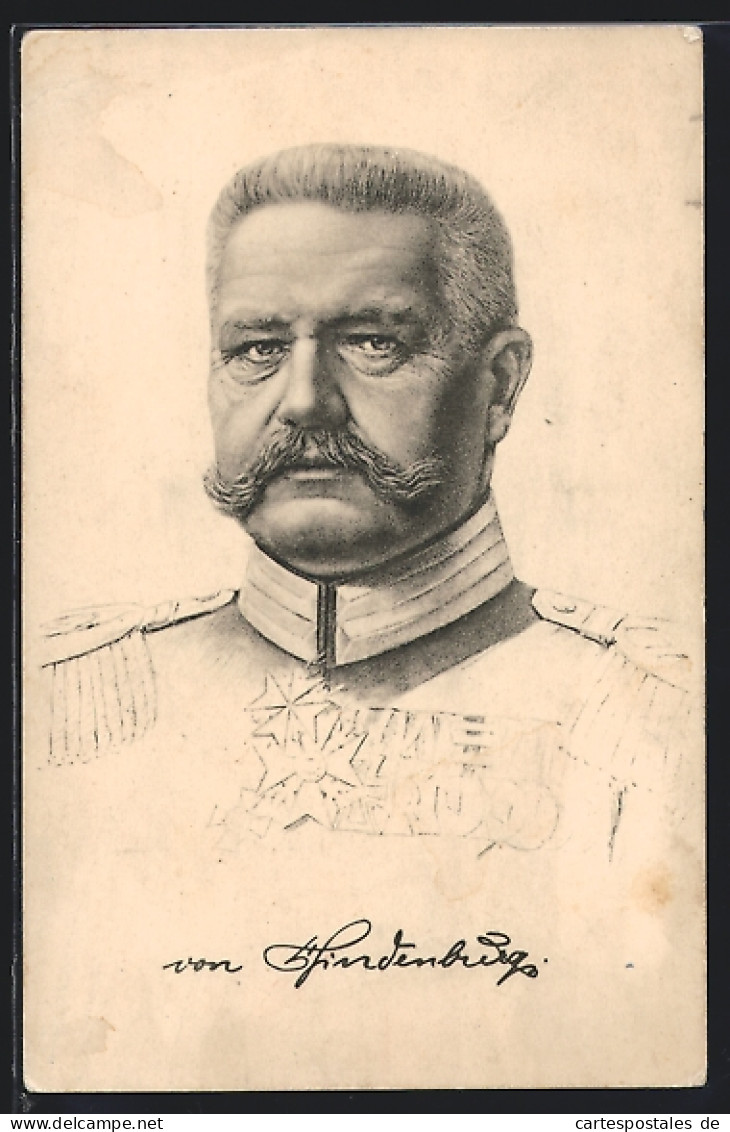 Künstler-AK Generaloberst Paul Von Hindenburg Im Portrait  - Historical Famous People