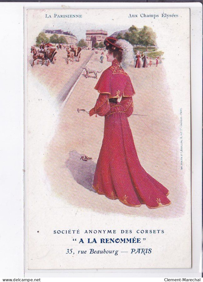 PUBLICITE : Les Corset "a La Renommée" - La Parisienne Au Marché Au Champs Elysées - Très Bon état - Werbepostkarten