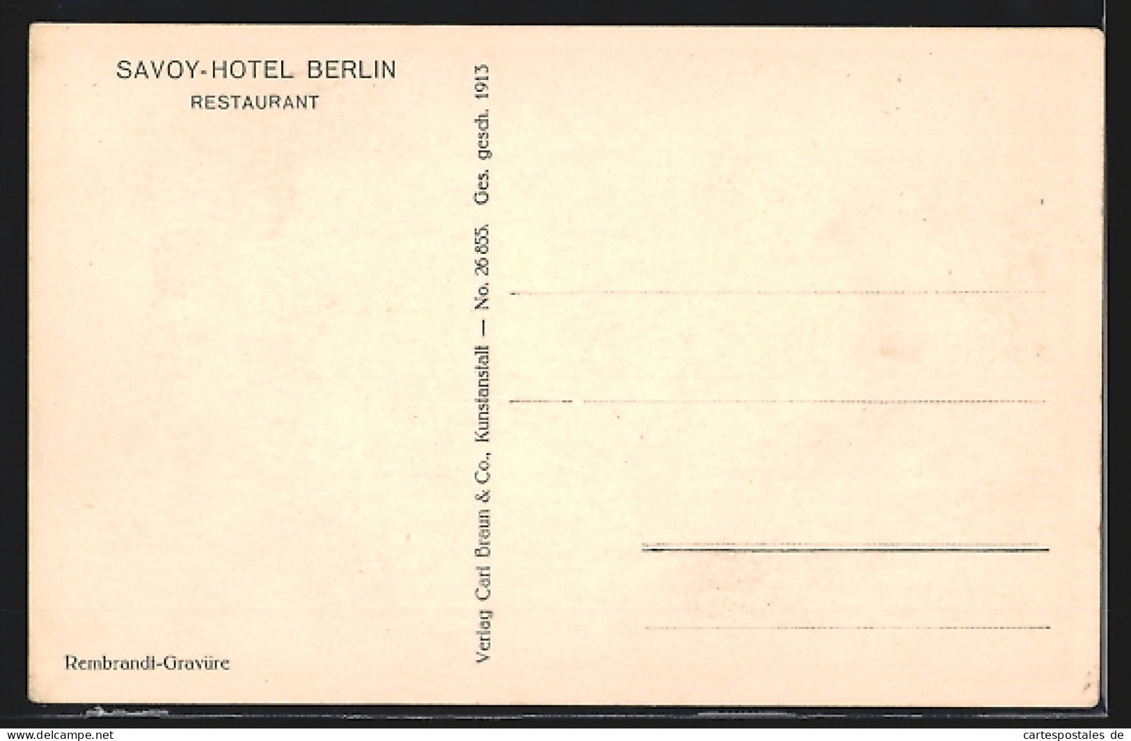 AK Berlin, Savoy-Hotel, Restaurant, Friedrichstrasse 103  - Mitte