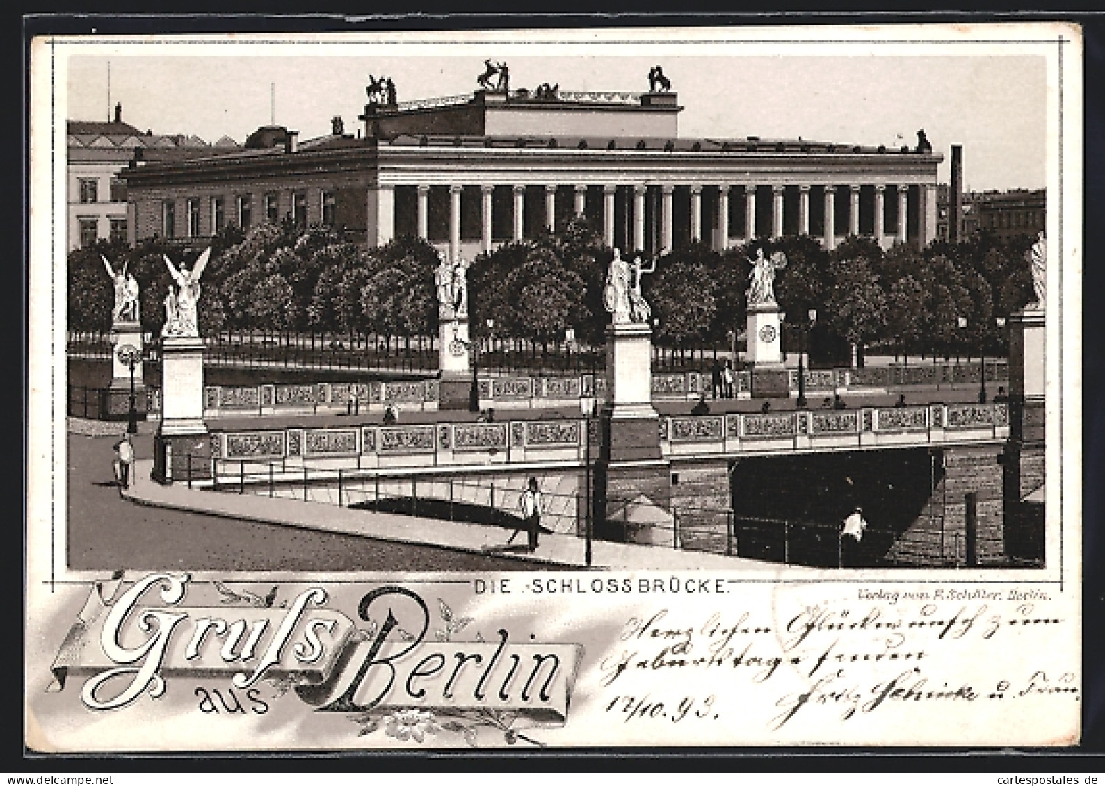 Lithographie Berlin, Schlossbrücke Vor Lustgarten Und Altem Museum  - Mitte