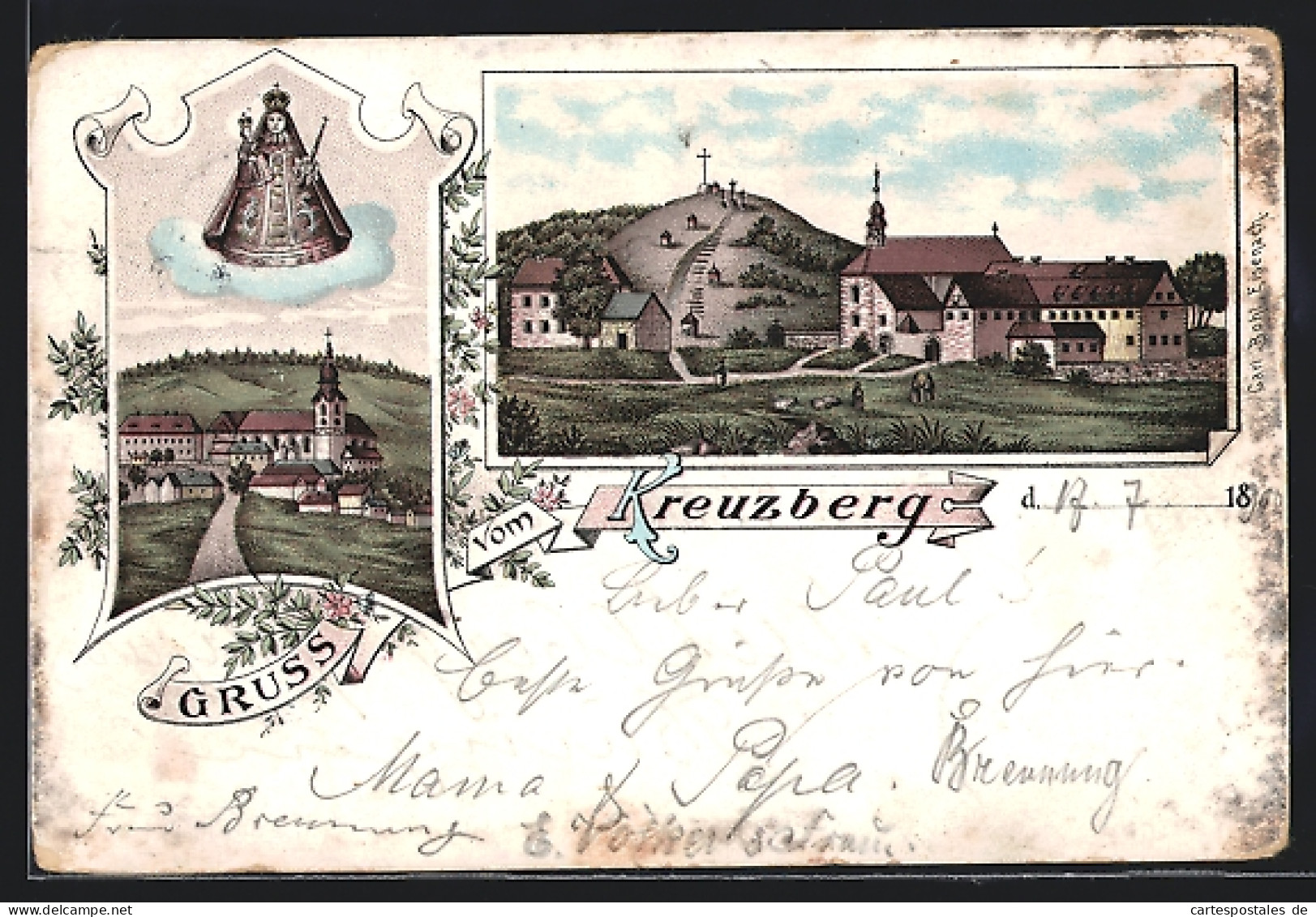 Lithographie Bischofsheim, Kloster Kreuzberg, Madonna Mit Dem Kinde  - Other & Unclassified