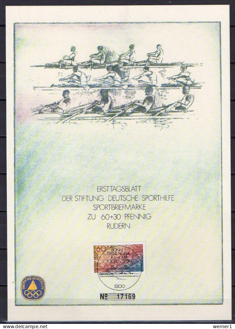 Germany 1981 Sport, Rowing, Gliding Set Of 2 First Day Prints - Remo