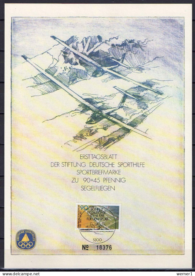 Germany 1981 Sport, Rowing, Gliding Set Of 2 First Day Prints - Roeisport