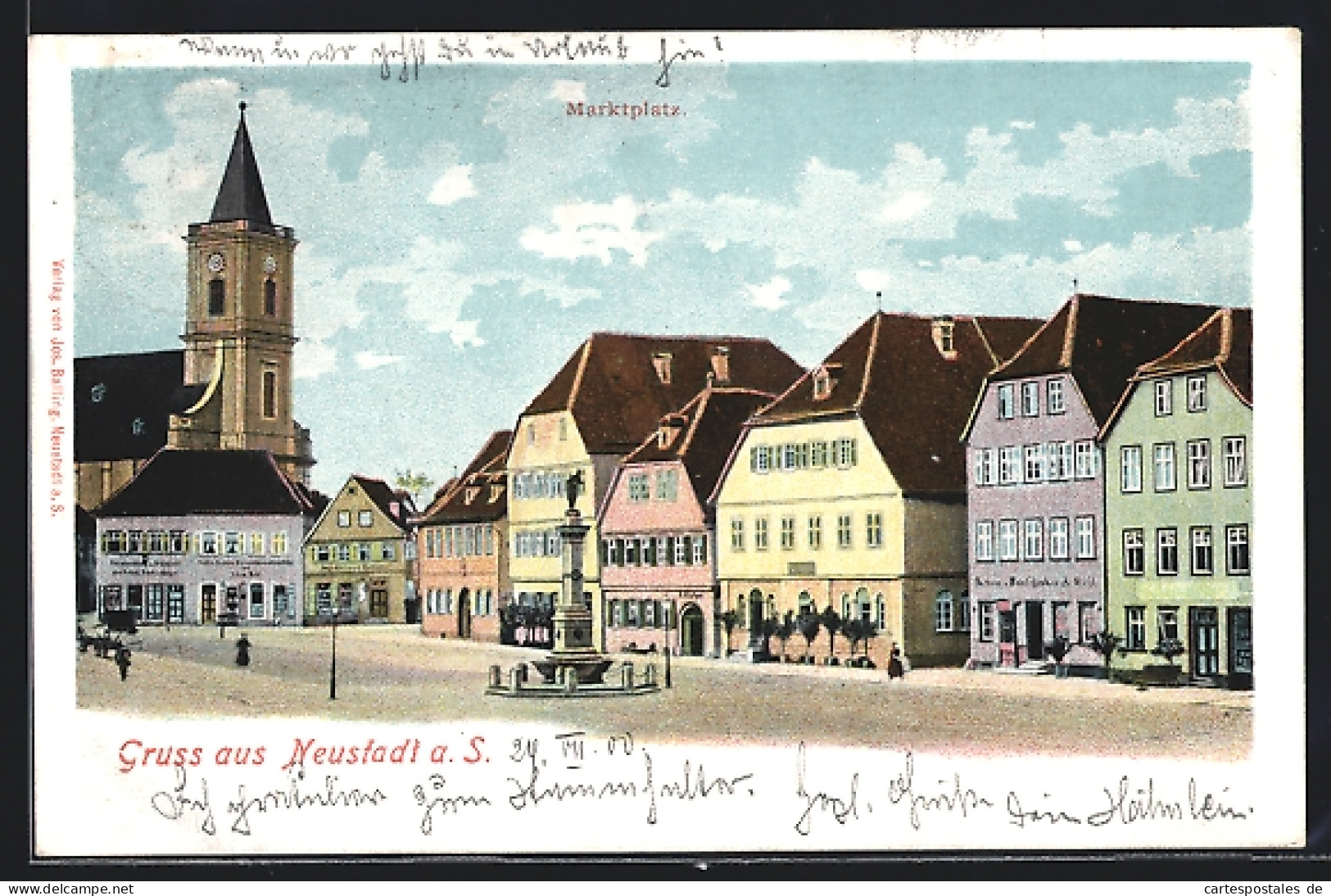 AK Neustadt A. S., Marktplatz Mit Brunnen Und Kirche  - Sonstige & Ohne Zuordnung