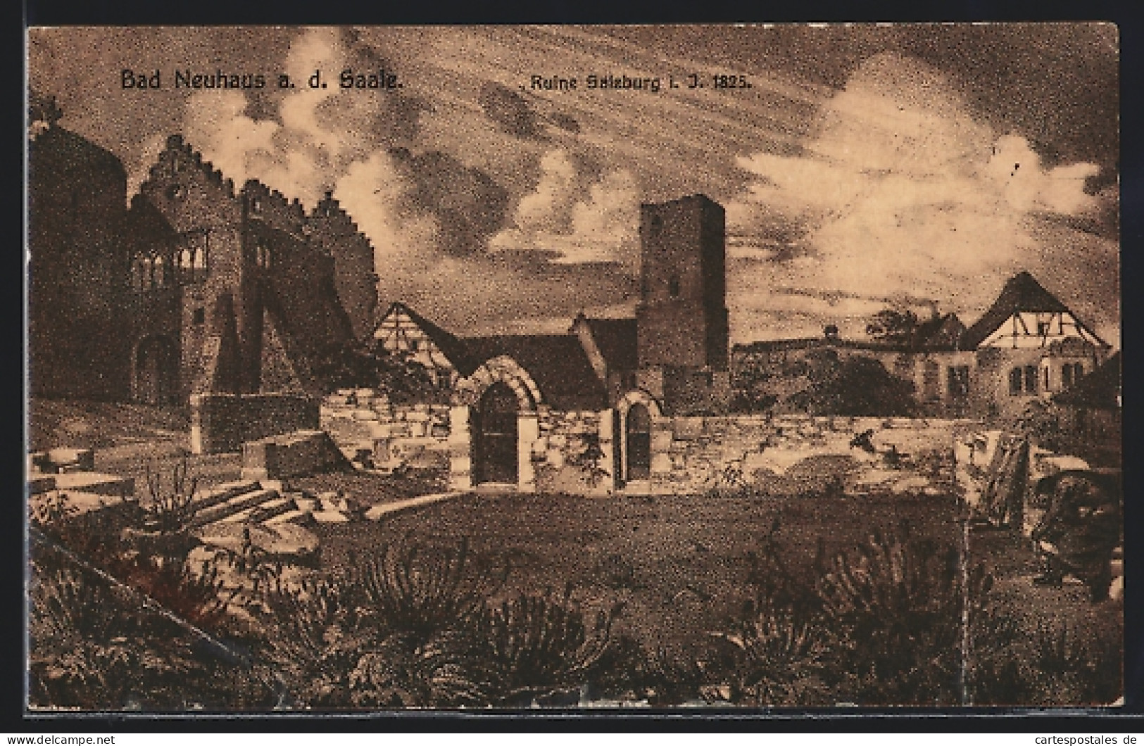 Künstler-AK Bad Neuhaus A. D. Saale, Ruine Salzburg I. J. 1825  - Sonstige & Ohne Zuordnung