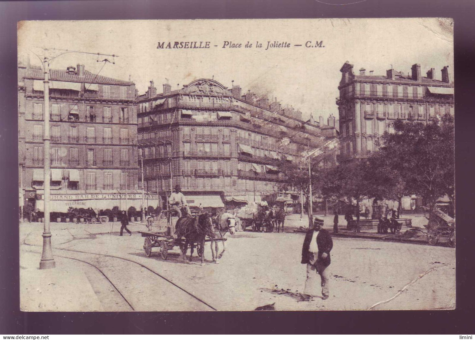 13 - MARSEILLE - PLACE De La JOLIETTE - ATTELAGE - ANIMEE -  - Joliette, Hafenzone