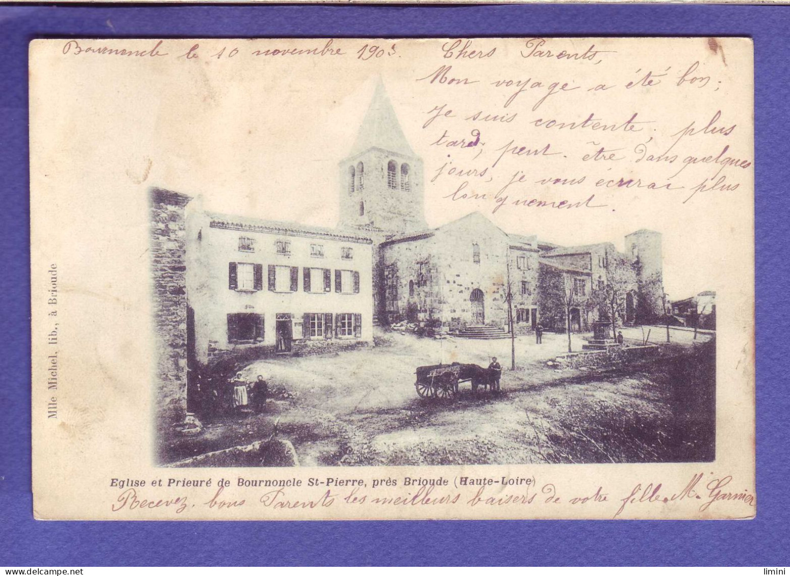 43 -  BOURNONCLE SAINT PIERRE -  EGLISE - ATTELAGE -  - Brioude