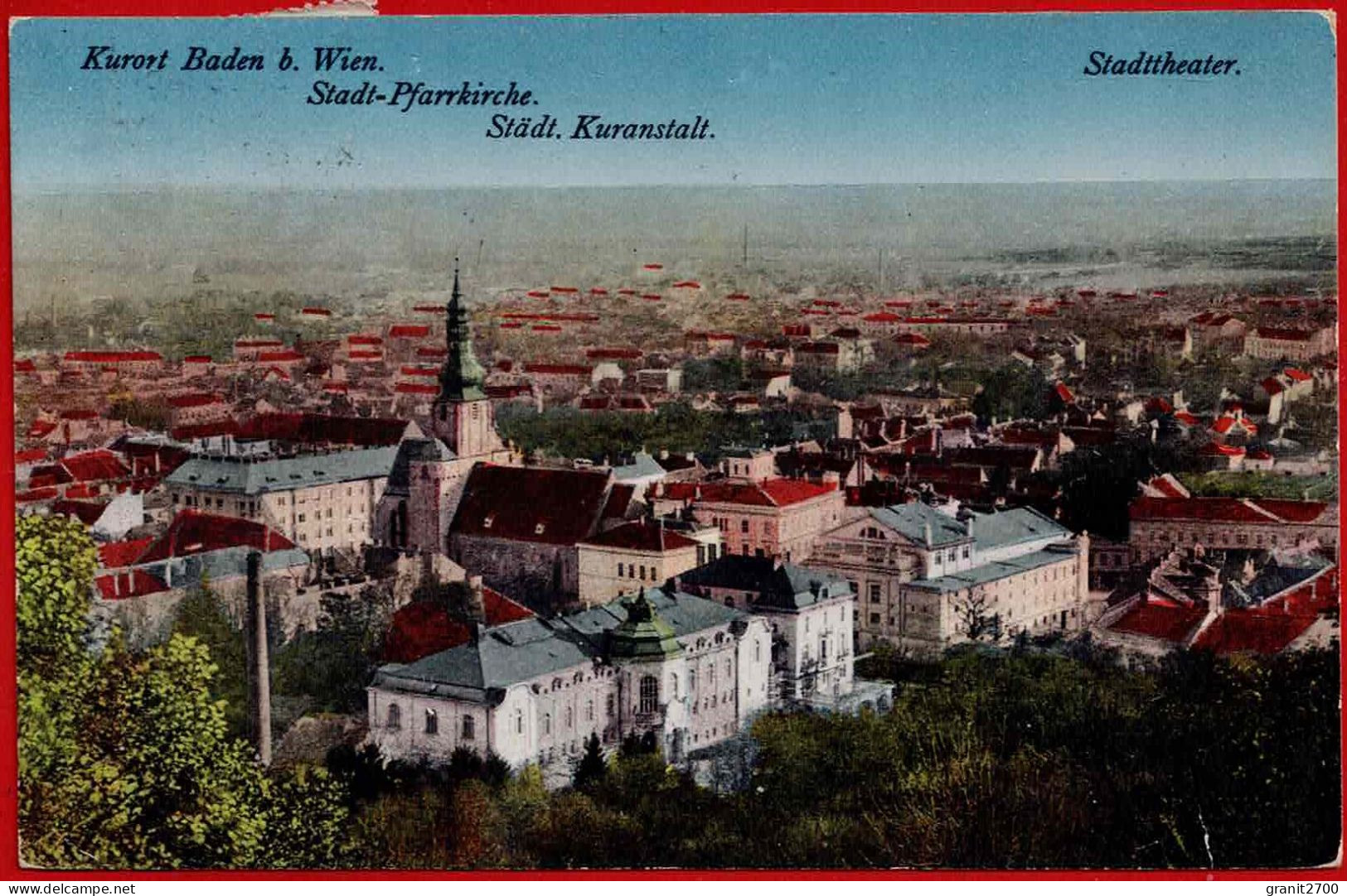 Kurort Baden B. Wien, Stadt-Pfarrkirche. Städt. Kuranstalt. 1922 - Baden Bei Wien