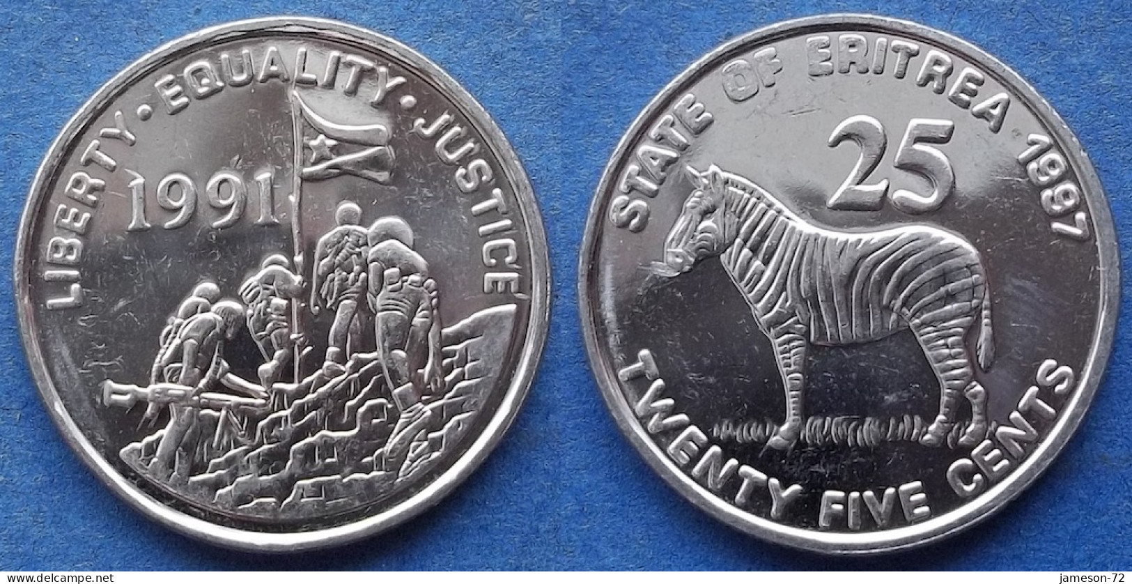 ERITREA - 25 Cents 1997 "Grevy's Zebra" KM# 46 Independent Republic (1993) - Edelweiss Coins - Erythrée