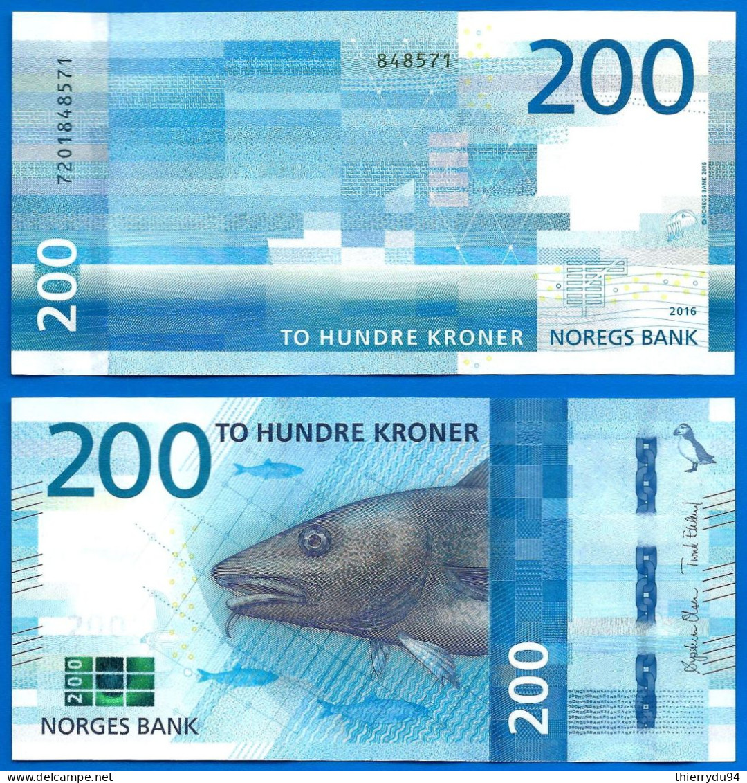 Norvege 200 Couronnes 2016 Norway Kroner Que Prix + Port Pingouin Saumon Salmon Banknote - Norwegen