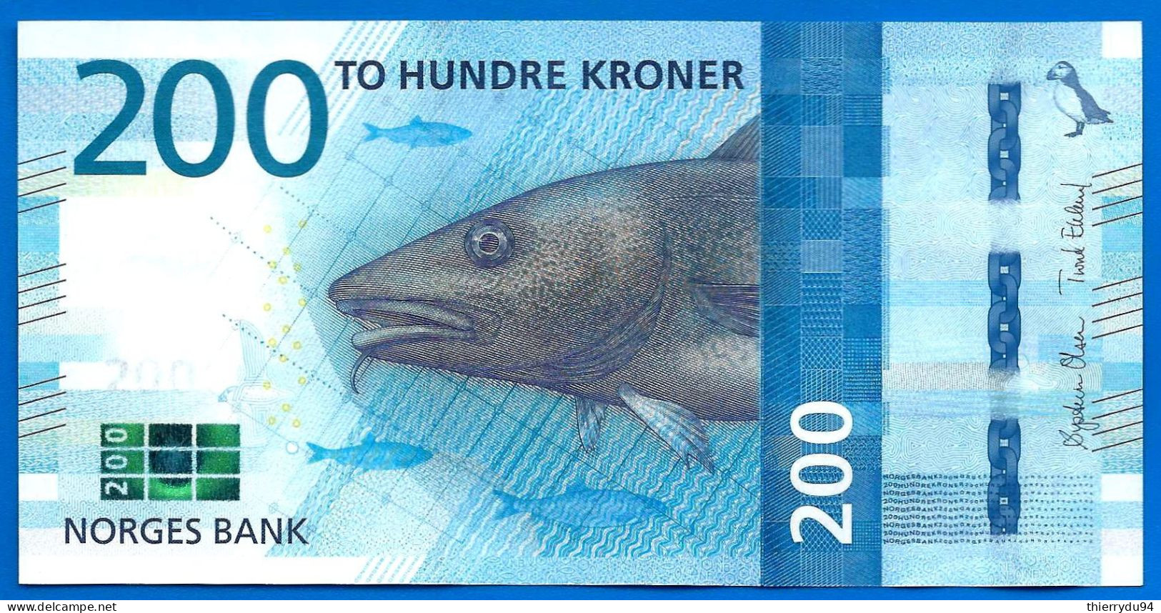Norvege 200 Couronnes 2016 Norway Kroner Que Prix + Port Pingouin Saumon Salmon Banknote - Norvège