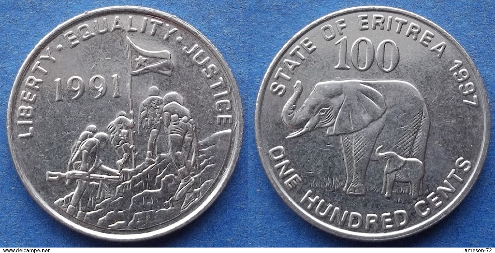 ERITREA - 100 Cents 1997 "African Elephant And Calf" KM# 48 Independent Republic (1993) - Edelweiss Coins - Eritrea